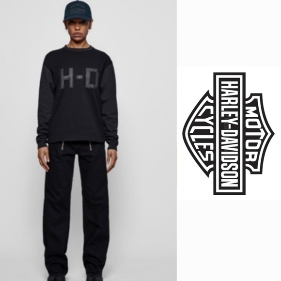 🆕️ Harley Davidson H-D Two Toned Ringer Long Sleeve Tee in Jet Black - Picture 1 of 13